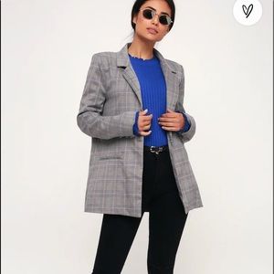 Lulus oversized plaid one button blazer size Large